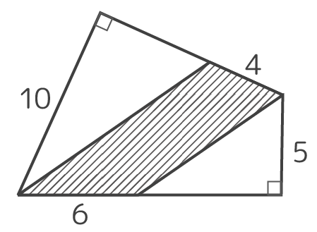対角が直角の四角形の中の斜線部を求める問題